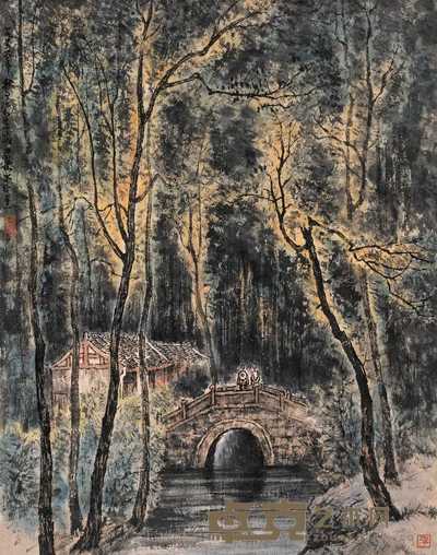 李可染 峨嵋幽境 镜心 58×46cm